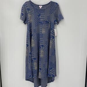 New LULAROE Women's Shirt Dress Size S Carly Geo Print Relaxed Fit Stretch